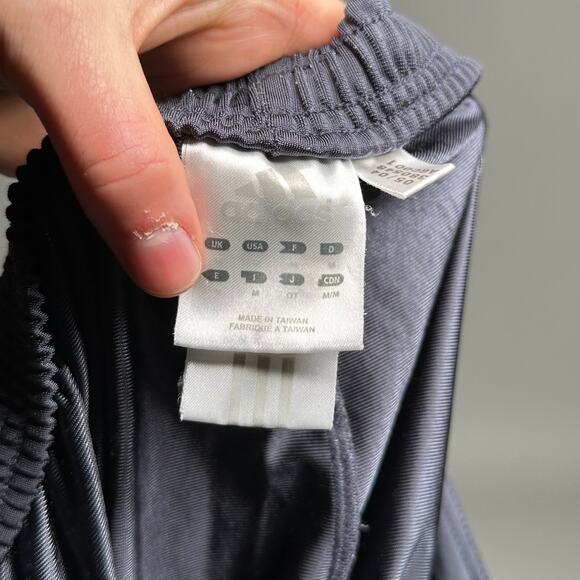 Vintage Adidas Sweatpants Grey Polyester Light Blue 3 Stripes White Y2K - Picture 4 of 4